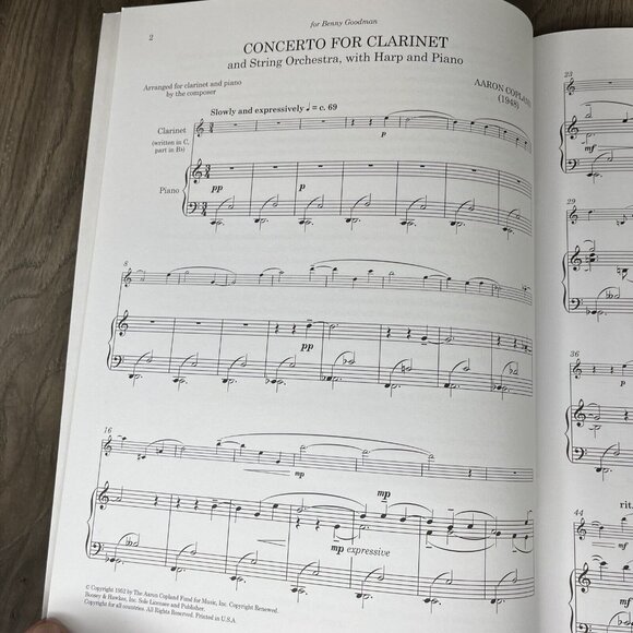 Concerto for Clarinet Reduction for Clarinet and Piano New Edition Copeland - Picture 6 of 6